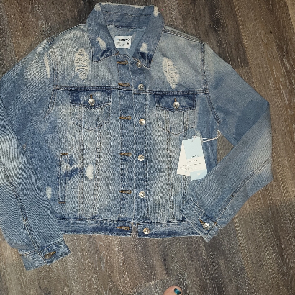 Nwt distressed denim jacket